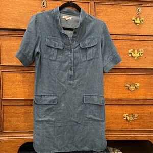 Casual Blue Denim Dress with Pockets
